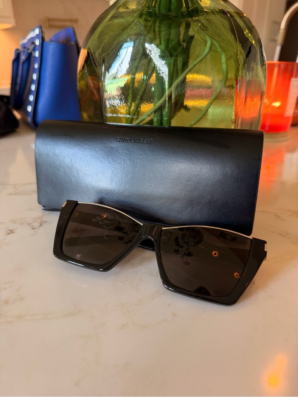 Saint Laurent Oversized Black Rectangular Sunglasses